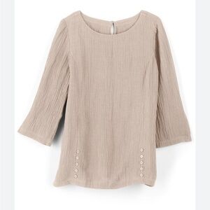 Soft Surroundings Oceo Gauze Tunic Top Pebble Taupe